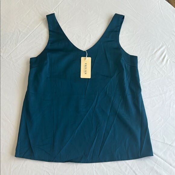 EKOUAER Teal silky  Tank Top shell sleeveless tank small NWT - Picture 5 of 5